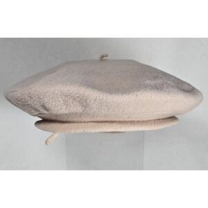 Basque Beret Vintage Womens Hat Beige 100% Wool Solid France‎ 9" Diameter